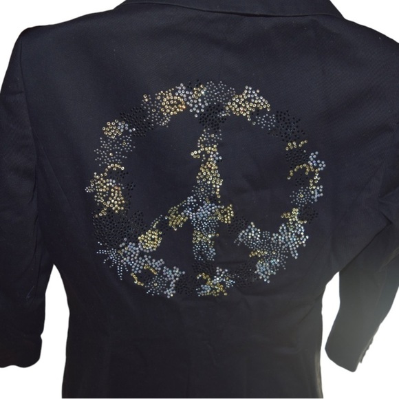 Glamour Campaign by Fred Naggar NWT Blazer Peace Sign on Back Embellished - Picture 9 of 9